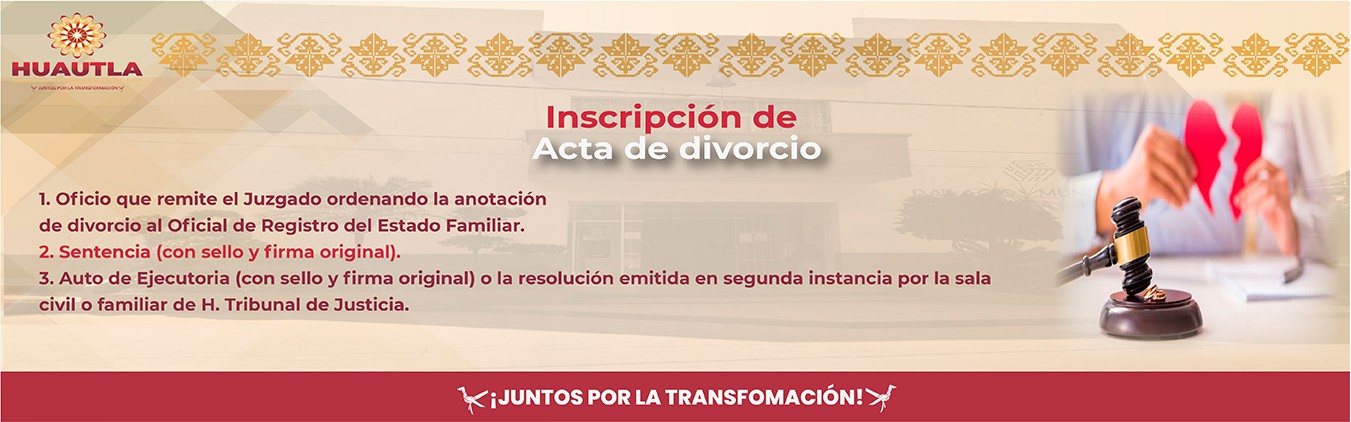Inscripción de Actas de divorcio